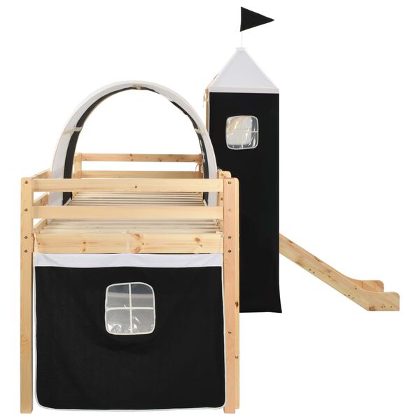 vidaXL Barneseng med sklie og stige furu 97x208 cm