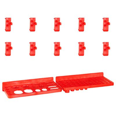 vidaXL Oppbevaringsbokssett i 29 deler med veggpaneler rød og svart