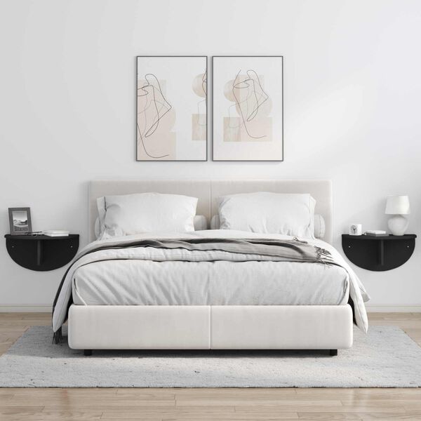 vidaXL Vegghylle Veggmontert Svart 48 x 24 x 24 cm Konstruert tre