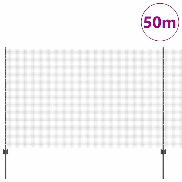 vidaXL Gjerde med stolpe Gr&aring; 1,5 x 50 m St&aring;l og PVC