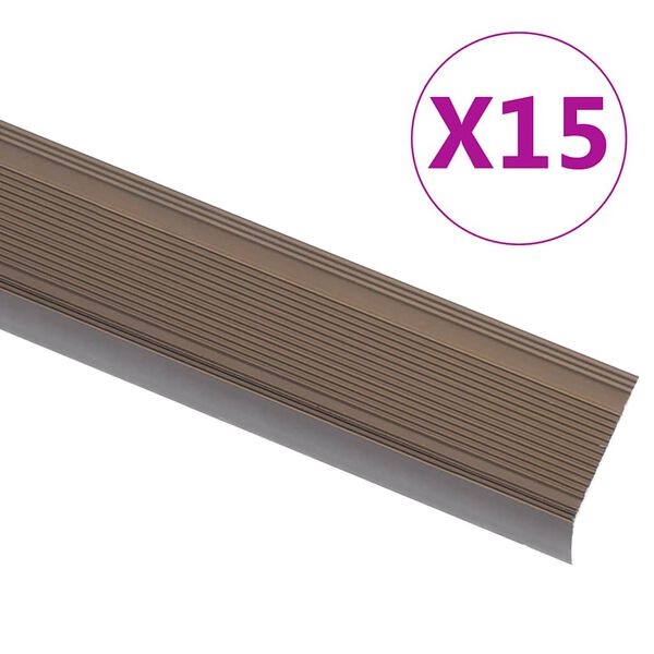 vidaXL Trappeneser L-form 15 stk aluminium 90 cm brun