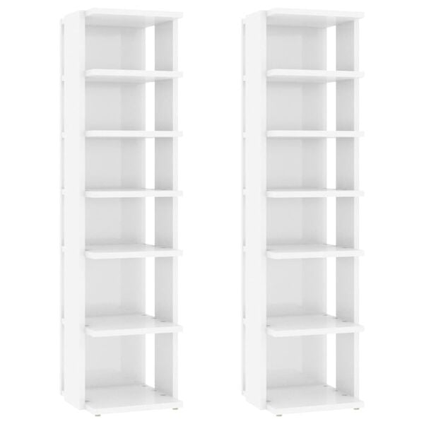 vidaXL Skoskap 2 stk h&oslash;yglans hvit 27,5x27x102 cm