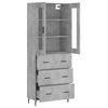 vidaXL Highboard betonggr&aring; 69,5x34x180 cm konstruert tre
