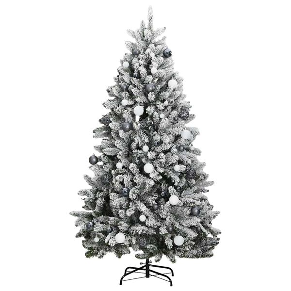 vidaXL Kunstig hengslet juletre med 300 LED og kulesett 240 cm