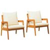 vidaXL Hage Stol med pute 2 pcs Brun Massivt akasietre