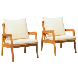 vidaXL Hage Stol med pute 2 pcs Olje naturlig Solid akasietre