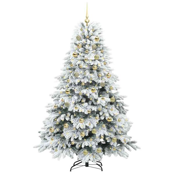 vidaXL Kunstig juletre med 300 LED med stativ Hvit 180 cm PE og PVC