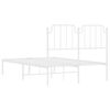 vidaXL Sengeramme i metall med hodegavl hvit 120x190 cm