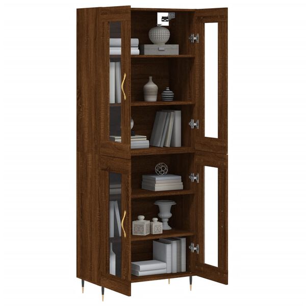 vidaXL Highboard brun eik 69,5x34x180 cm konstruert tre