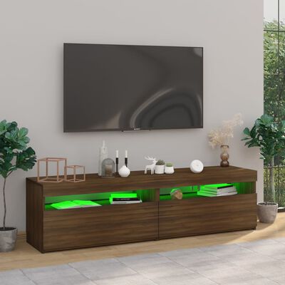 vidaXL TV-benk med LED-lys 2 stk brun eik 75x35x40 cm