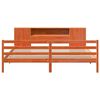vidaXL Seng med bokhylle uten madrass voksbrun 200x200 cm heltre furu