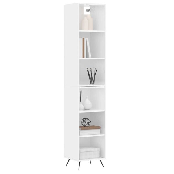 vidaXL Highboard h&oslash;yglans hvit 34,5x32,5x180 cm konstruert tre
