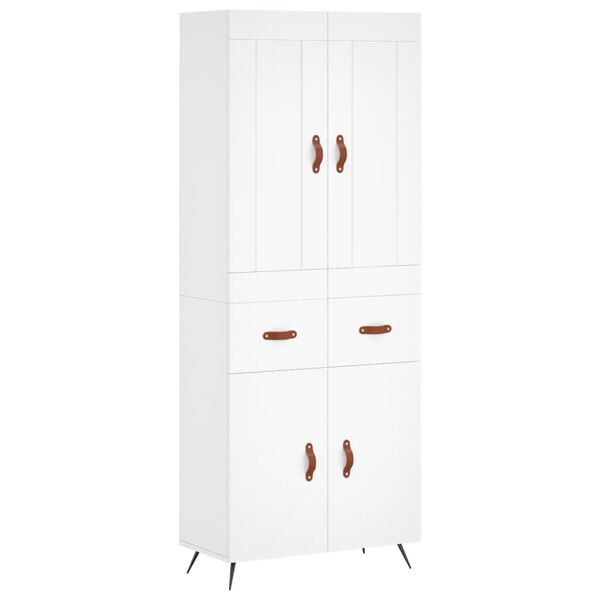 vidaXL Highboard hvit 69,5x34x180 cm konstruert tre