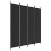 vidaXL Romdeler 4 paneler svart 200x220 cm stoff