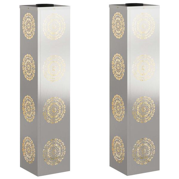 vidaXL Solenergi LED stibelys 2 pcs s&oslash;lv Rustfritt St&aring;l