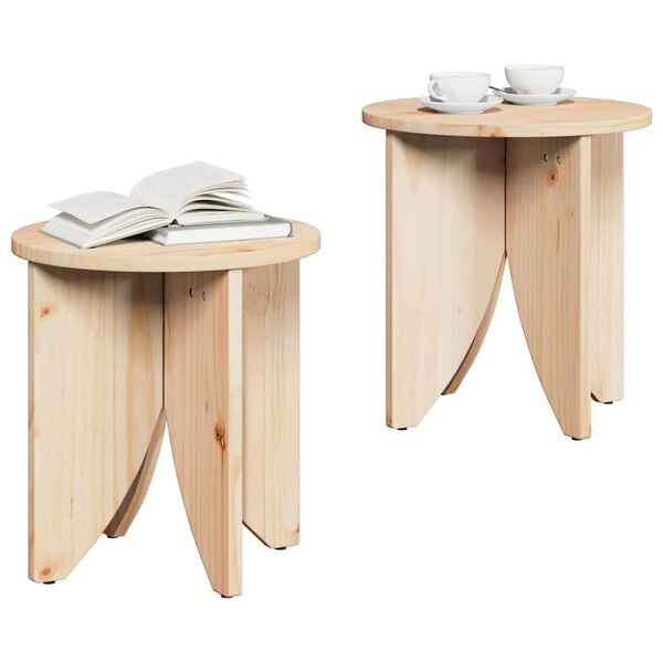 vidaXL Kaffebord 2 pcs Naturlig