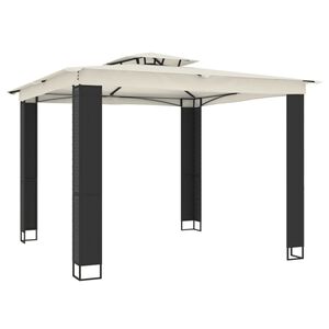 vidaXL Paviljong med dobbelttak kremhvit 2,94x2,94 m st&aring;l
