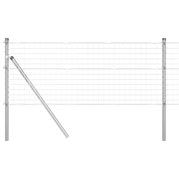 vidaXL Gjerde med stolpe s&oslash;lv 0,6 x 25 m St&aring;l og PVC
