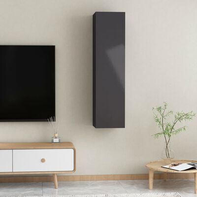 vidaXL TV-benker 2 stk høyglans grå 30,5x30x60 cm sponplate