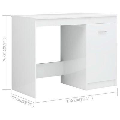 vidaXL Skrivebord høyglans hvit 140x50x76 cm sponplate