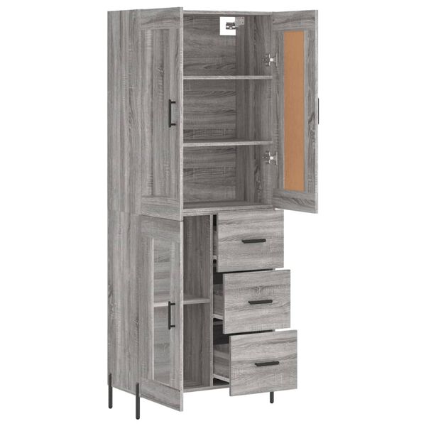 vidaXL Highboard gr&aring; sonoma 69,5x34x180 cm konstruert tre