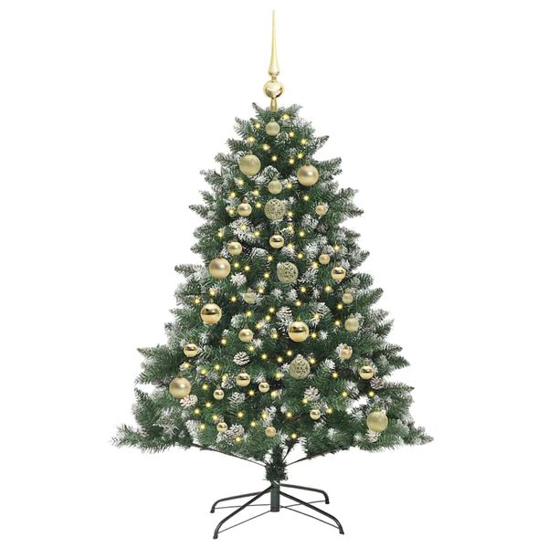 vidaXL Kunstig juletre med 150 LED gr&oslash;nn 150 cm PVC og plast og st&aring;l