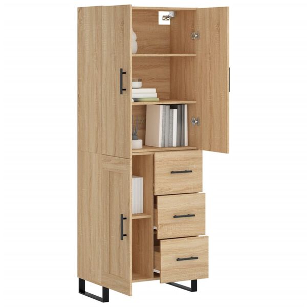 vidaXL Highboard sonoma eik 69,5x34x180 cm konstruert tre