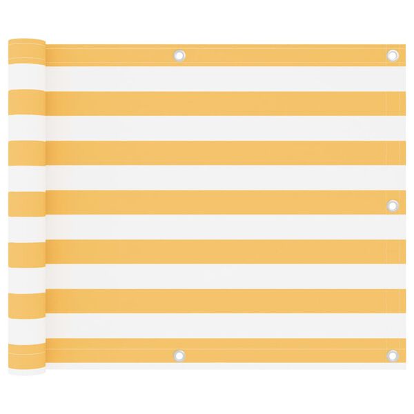 vidaXL Balkongskjerm hvit og gul 75x600 cm oxfordstoff
