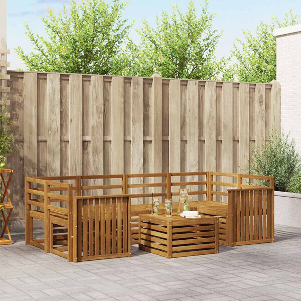 vidaXL Sofasett 7 pcs Naturlig Solid akasietre