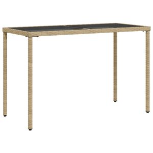 vidaXL Hagebord med glassplate beige 115x54x74 cm polyrotting