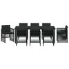 vidaXL Hage Spisegruppe 9 pcs Svart Pulverlakkert st&aring;l