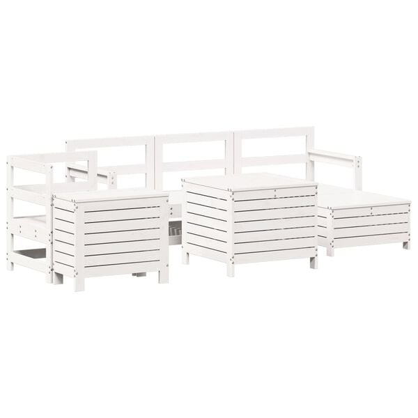 vidaXL Hagesofasett 7 deler hvit heltre furu