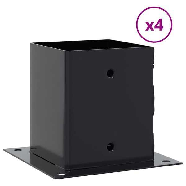 vidaXL Stolpebunner firkantet 4 stk 101x101 mm pulverlakkert st&aring;l