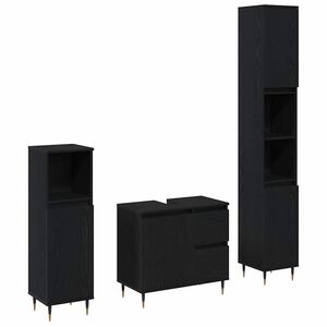 vidaXL Baderomsinnredningssett 3 stk. Svart Eik 30 x 30 x 190 cm