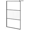 vidaXL Dusjvegg 115x195 cm frostet ESG-glass svart
