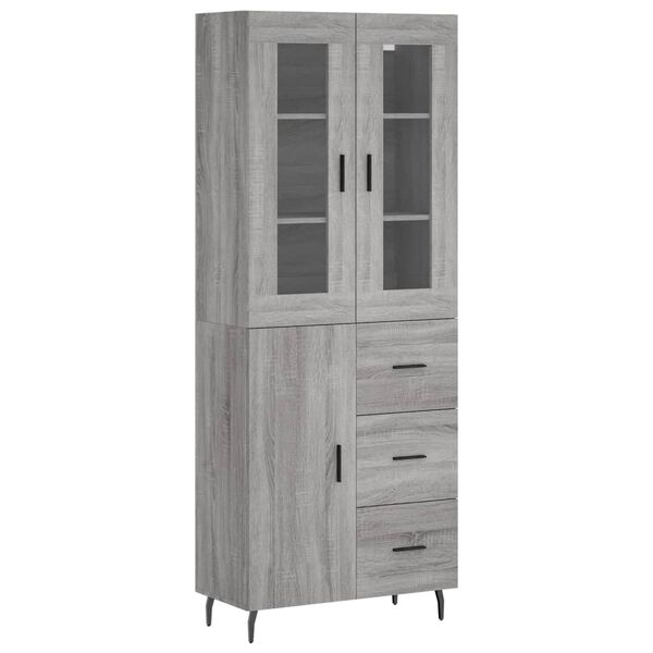 vidaXL Highboard grå sonoma 69,5x34x180 cm konstruert tre