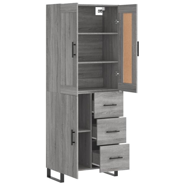 vidaXL Highboard gr&aring; sonoma 69,5x34x180 cm konstruert tre