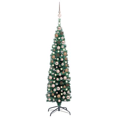 vidaXL Forhåndsbelyst kunstig juletre med kulesett grønn 150 cm