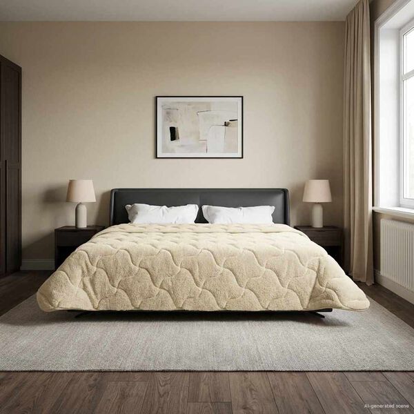 vidaXL Full &aring;r dyne Krem 220 x 240 cm Mikrofiber og Teddy fleece