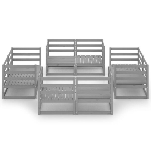 vidaXL Hagesofagruppe 8 deler grå heltre furu