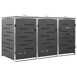 vidaXL S&oslash;ppeldunkskur trippelt 207x77,5x115 cm rustfritt st&aring;l
