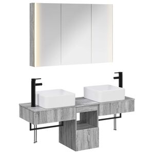 vidaXL Baderomsskapsett 4 pcs Gr&aring; Sonoma 103,5 x 15,5 x 70 cm