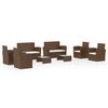 vidaXL Hagesofagruppe med puter 8 deler polyrotting brun