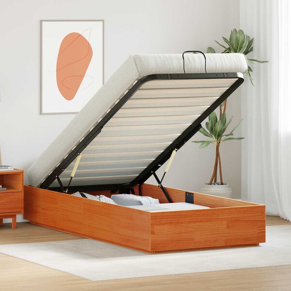 vidaXL Ottoman sengeramme med lagring VoksBrun 80 x 200 cm Massiv furu