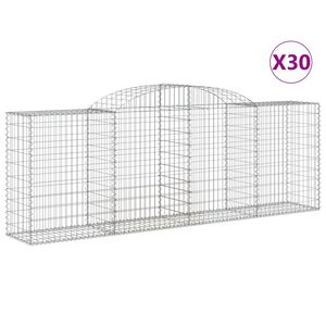 vidaXL Gabionkurver buede 30 stk 300x50x100/120 cm galvanisert jern
