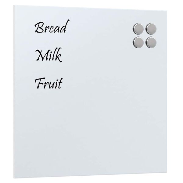 vidaXL veggmontert magnettavle hvit 40x40 cm herdet glass