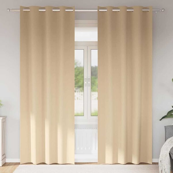 vidaXL M&oslash;rkleggende Gardiner med Ringer 2 pcs Krem 225 x 140 cm