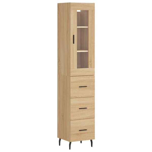 vidaXL Highboard sonoma eik 34,5x34x180 cm konstruert tre
