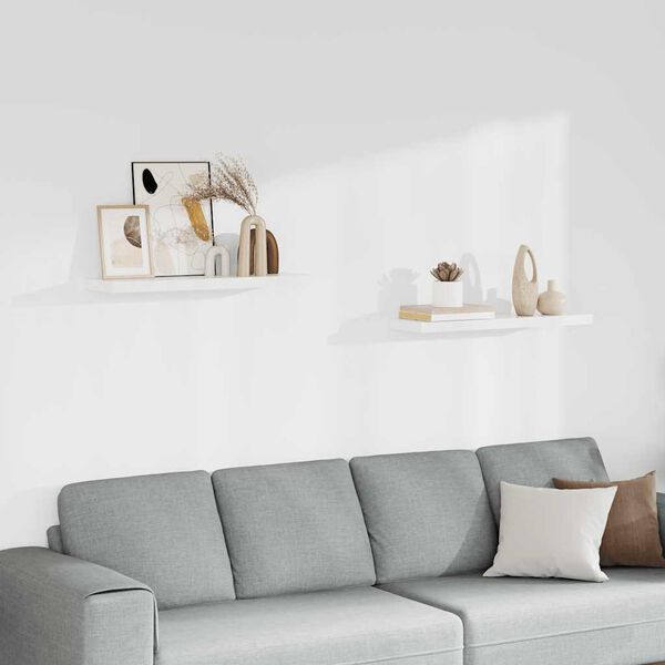 vidaXL Flytende vegghyller 2 stk hvit 80x23,5x3,8 cm MDF