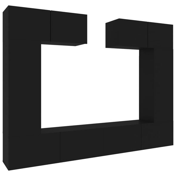 vidaXL TV-skapsett 6 deler svart konstruert tre